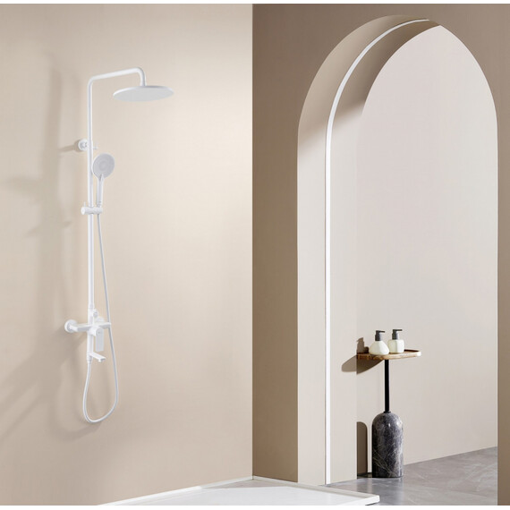 ДУШЕВАЯ СТОЙКА ABBER WEISS INSEL AF8016FWL С ИЗЛИВОМ, БЕЛЫЙ МАТОВЫЙ