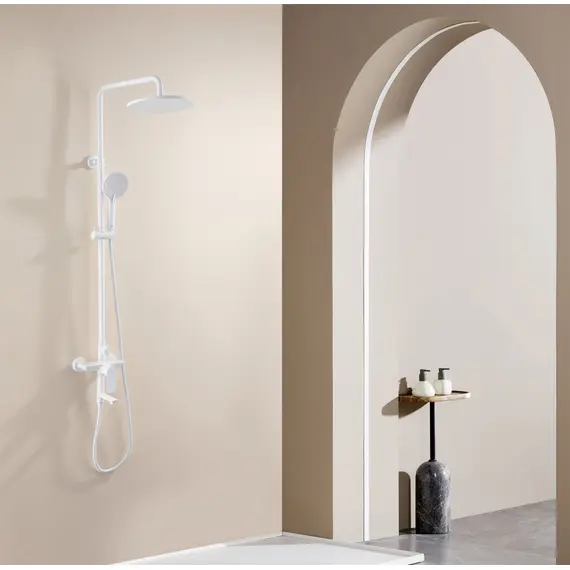 ДУШЕВАЯ СТОЙКА ABBER WEISS INSEL AF8016FWL С ИЗЛИВОМ, БЕЛЫЙ МАТОВЫЙ