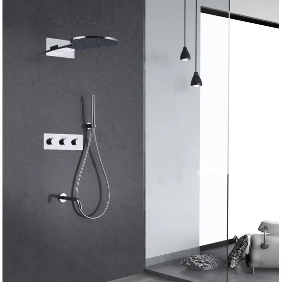 ДУШЕВАЯ СИСТЕМА ABBER WASSER KREIS AF8150 СКРЫТОГО МОНТАЖА С ИЗЛИВОМ, ТЕРМОСТАТ, ХРОМ