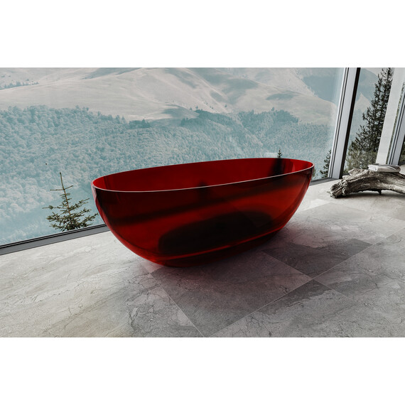 ПРОЗРАЧНАЯ ВАННА ABBER KRISTALL AT9703RUBIN КРАСНАЯ