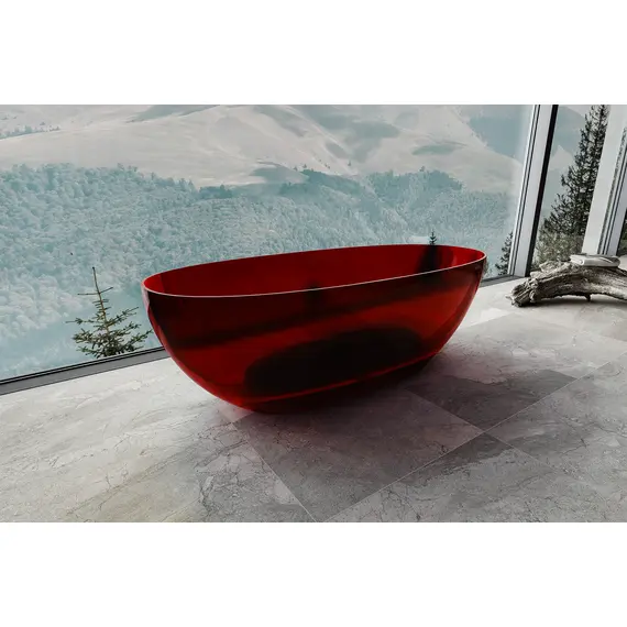 ПРОЗРАЧНАЯ ВАННА ABBER KRISTALL AT9703RUBIN КРАСНАЯ