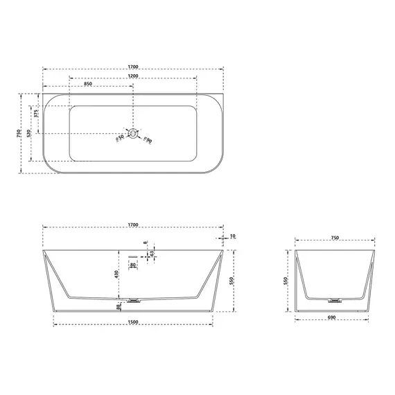 ВАННА ИЗ ИСКУССТВЕННОГО КАМНЯ ABBER STEIN AS9617 БЕЛАЯ МАТОВАЯ