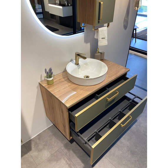 ТУМБА ПОД РАКОВИНУ ORKA SALERNO 80 ПОДВЕСНАЯ, ЦВЕТ SARDINIA, РУЧКИ ЗОЛОТО