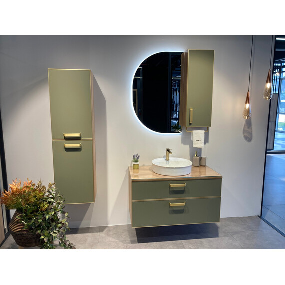 ТУМБА ПОД РАКОВИНУ ORKA SALERNO 80 ПОДВЕСНАЯ, ЦВЕТ SARDINIA, РУЧКИ ЗОЛОТО