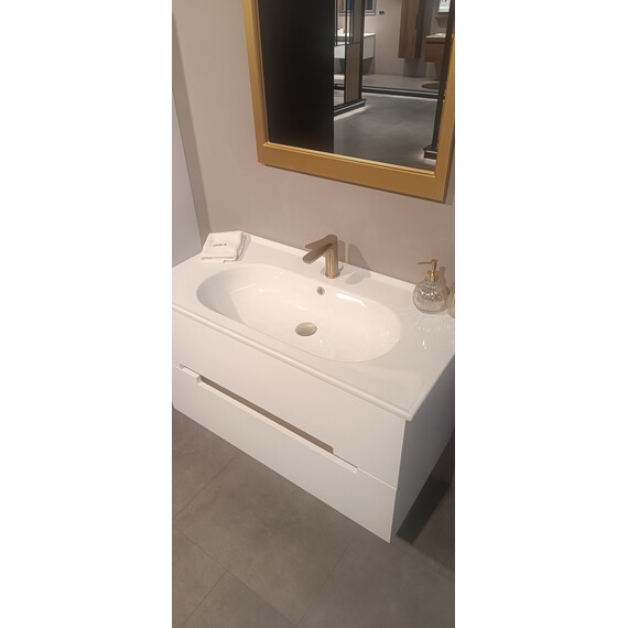 ТУМБА С РАКОВИНОЙ ORKA LODI 100 ПОДВЕСНАЯ, БЕЛЫЙ, ЗОЛОТО