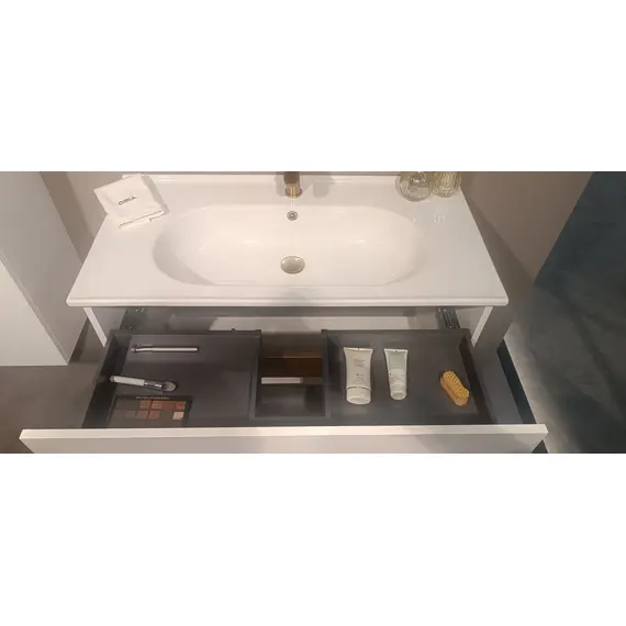 ТУМБА С РАКОВИНОЙ ORKA LODI 100 ПОДВЕСНАЯ, БЕЛЫЙ, ЗОЛОТО