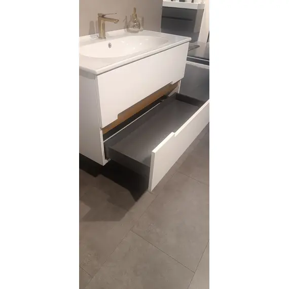 ТУМБА С РАКОВИНОЙ ORKA LODI 80 ПОДВЕСНАЯ, БЕЛЫЙ, ЗОЛОТО