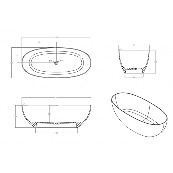 ПРОЗРАЧНАЯ ВАННА ABBER KRISTALL AT9703AQUAMARIN БИРЮЗОВАЯ