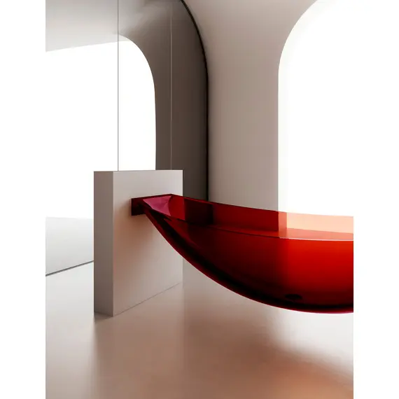 ПРОЗРАЧНАЯ ВАННА ABBER KRISTALL AT9704RUBIN ПОДВЕСНАЯ КРАСНАЯ