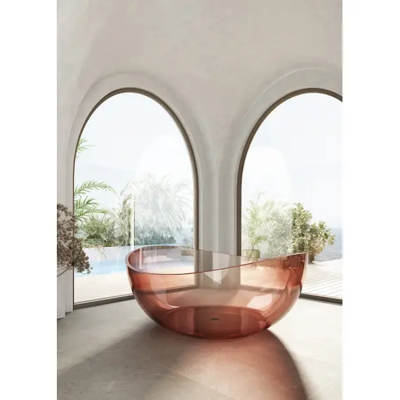 ПРОЗРАЧНАЯ ВАННА ABBER KRISTALL AT9705KORALLE РОЗОВАЯ