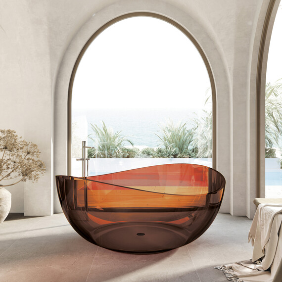 ПРОЗРАЧНАЯ ВАННА ABBER KRISTALL AT9705OPAL КОРИЧНЕВАЯ