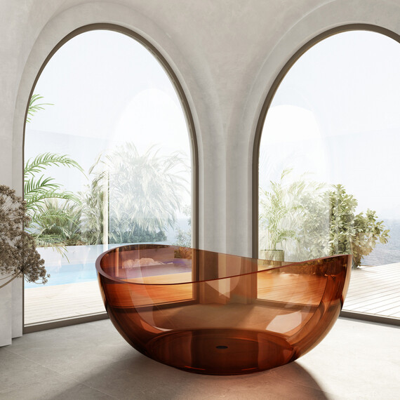 ПРОЗРАЧНАЯ ВАННА ABBER KRISTALL AT9705OPAL КОРИЧНЕВАЯ