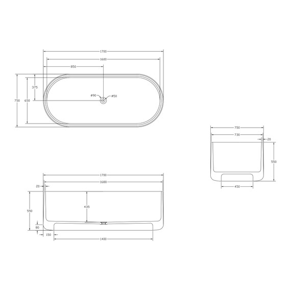 ПРОЗРАЧНАЯ ВАННА ABBER KRISTALL AT9708AQUAMARIN БИРЮЗОВАЯ