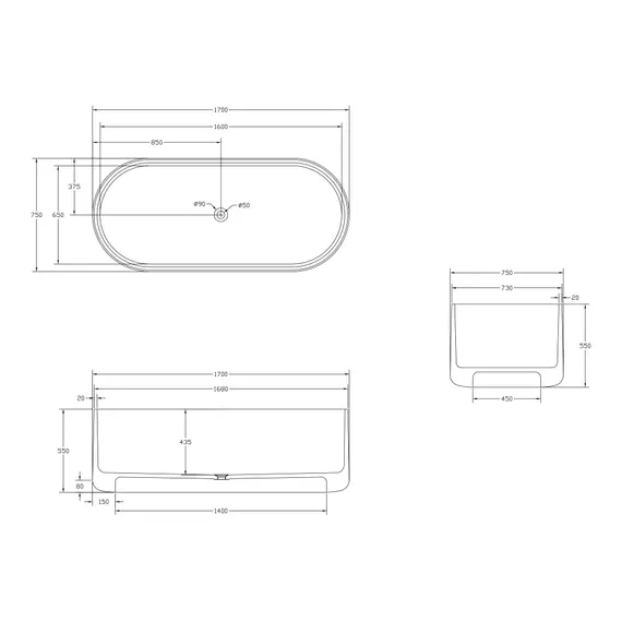 ПРОЗРАЧНАЯ ВАННА ABBER KRISTALL AT9708AQUAMARIN БИРЮЗОВАЯ
