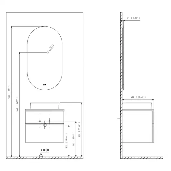 ТУМБА ПОД РАКОВИНУ ORKA SALERNO 100 ПОДВЕСНАЯ, ЦВЕТ SARDINIA, РУЧКИ ЗОЛОТО
