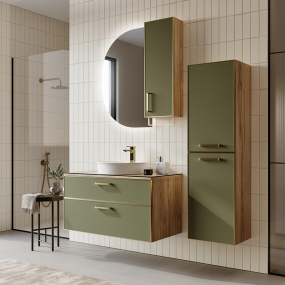 ТУМБА ПОД РАКОВИНУ ORKA SALERNO 80 ПОДВЕСНАЯ, ЦВЕТ SARDINIA, РУЧКИ ЗОЛОТО