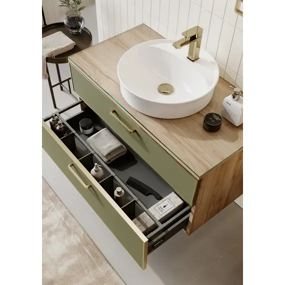 ТУМБА ПОД РАКОВИНУ ORKA SALERNO 80 ПОДВЕСНАЯ, ЦВЕТ SARDINIA, РУЧКИ ЗОЛОТО