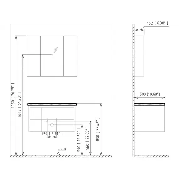 ТУМБА С РАКОВИНОЙ ORKA LIKYA 65 ПОДВЕСНАЯ, БЕЛЫЙ МАТОВЫЙ