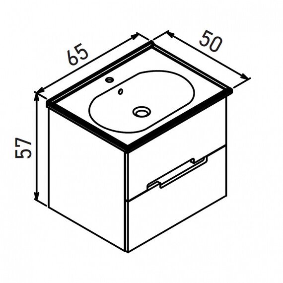 ТУМБА С РАКОВИНОЙ ORKA LODI 65 ПОДВЕСНАЯ, БЕЛЫЙ, ЧЕРНЫЙ
