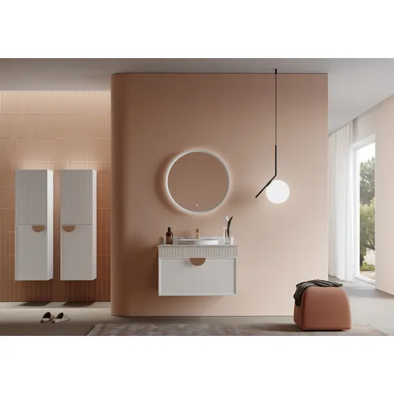 ТУМБА С РАКОВИНОЙ ORKA MOLINO 80 ПОДВЕСНАЯ, БЕЛЫЙ МАТОВЫЙ, 2 РУЧКИ В КОМПЛЕКТЕ ЗОЛОТО И ХРОМ