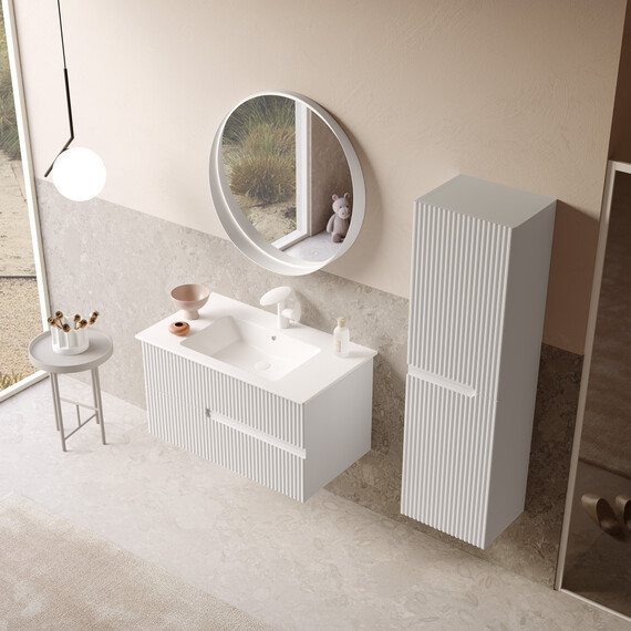 ТУМБА С РАКОВИНОЙ ORKA MOONLIGHT 90 ПОДВЕСНАЯ, БЕЛЫЙ МАТОВЫЙ