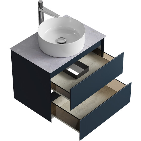 ПОДВЕСНАЯ ТУМБА AQWELLA С ДВУМЯ ЯЩИКАМИ 65 СМ, СЕРЫЙ СО СТОЛЕШНИЦЕЙ СЕРЫЙ КАМЕНЬ И НАКЛАДНЫМ УМЫВАЛЬНИКОМ 