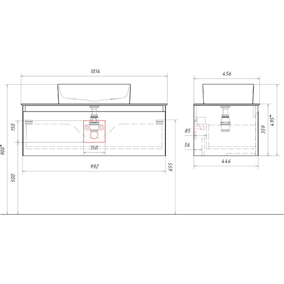 ПОДВЕСНАЯ ТУМБА AQWELLA С ОДНИМ ЯЩИКОМ 100 СМ, СЕРЫЙ СО СТОЛЕШНИЦЕЙ МРАМОР БЕЛЫЙ И НАКЛАДНЫМ УМЫВАЛЬНИКОМ 