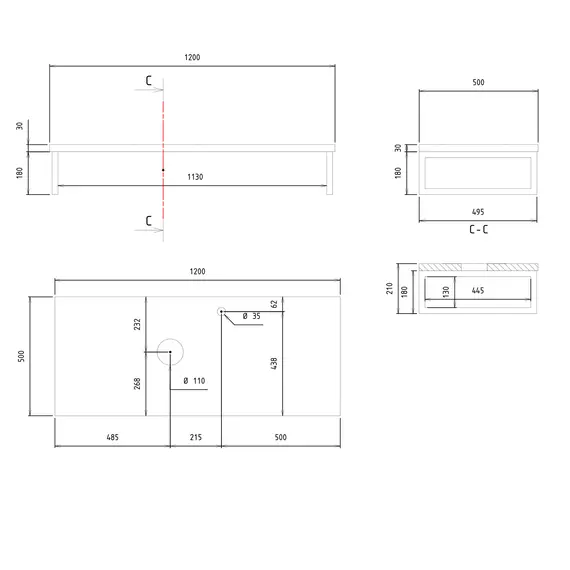 КОНСОЛЬ ПОД РАКОВИНУ ORKA KESTEL 120 ПОДВЕСНАЯ, ДУБ