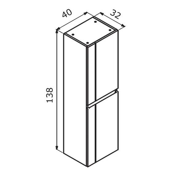 ПЕНАЛ ORKA LIKYA 40 БЕЛЫЙ МАТОВЫЙ, УНИВЕРСАЛЬНЫЙ