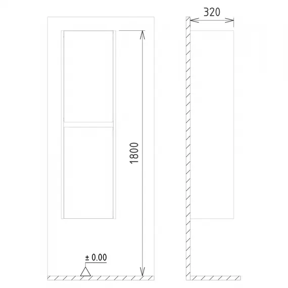 ПЕНАЛ ORKA LISBON 40 БЕЛЫЙ МАТОВЫЙ, УНИВЕРСАЛЬНЫЙ