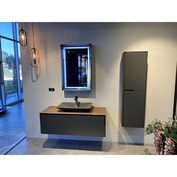 ТУМБА С РАКОВИНОЙ ORKA CRAFT 100 ПОДВЕСНАЯ, ОРЕХ/АНТРАЦИТ