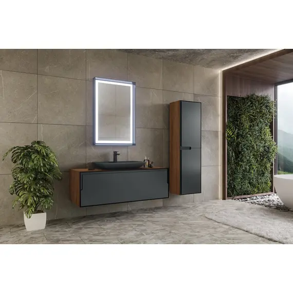 ТУМБА С РАКОВИНОЙ ORKA CRAFT 120 ПОДВЕСНАЯ, ОРЕХ/АНТРАЦИТ