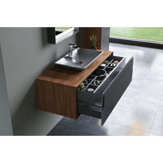 ТУМБА С РАКОВИНОЙ ORKA CRAFT 120 ПОДВЕСНАЯ, ОРЕХ/АНТРАЦИТ