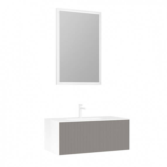 ТУМБА С РАКОВИНОЙ ORKA CUBE 100 ПОДВЕСНАЯ, БЕЖЕВЫЙ МАТОВЫЙ