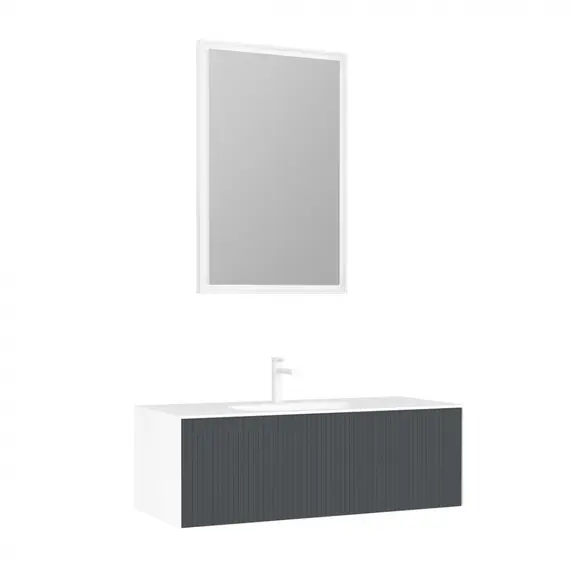 ТУМБА С РАКОВИНОЙ ORKA CUBE 120 ПОДВЕСНАЯ, АНТРАЦИТ МАТОВЫЙ