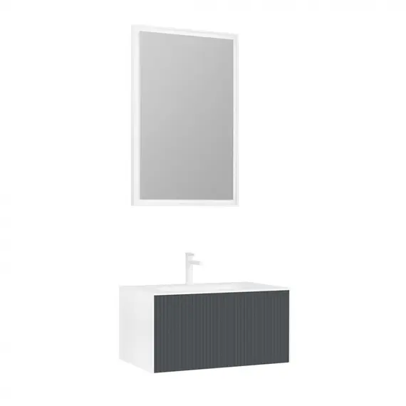 ТУМБА С РАКОВИНОЙ ORKA CUBE 80 ПОДВЕСНАЯ, АНТРАЦИТ МАТОВЫЙ