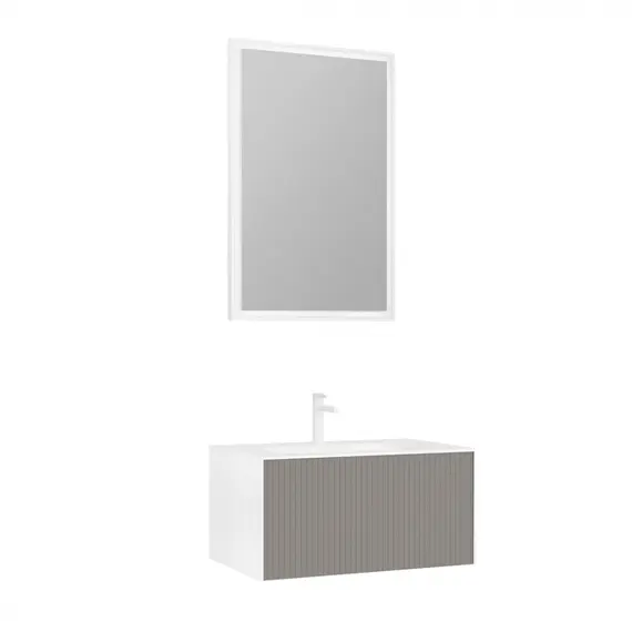 ТУМБА С РАКОВИНОЙ ORKA CUBE 80 ПОДВЕСНАЯ, БЕЖЕВЫЙ МАТОВЫЙ