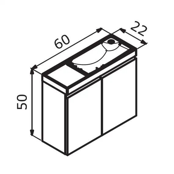 ТУМБА С РАКОВИНОЙ ORKA FERLA 60 ПОДВЕСНАЯ, СИНИЙ МАТОВЫЙ