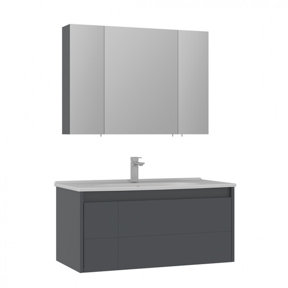 ТУМБА С РАКОВИНОЙ ORKA LIKYA 100 ПОДВЕСНАЯ, АНТРАЦИТ МАТОВЫЙ