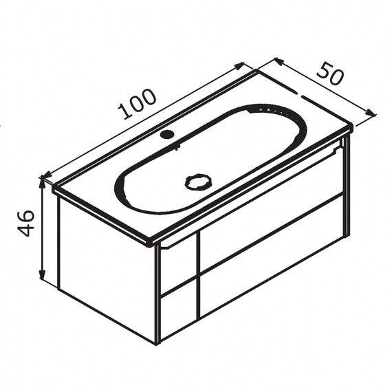 ТУМБА С РАКОВИНОЙ ORKA LIKYA 100 ПОДВЕСНАЯ, АНТРАЦИТ МАТОВЫЙ