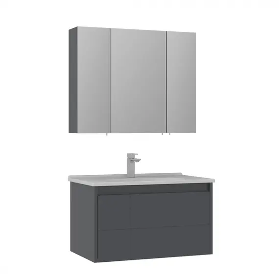 ТУМБА С РАКОВИНОЙ ORKA LIKYA 80 ПОДВЕСНАЯ, АНТРАЦИТ МАТОВЫЙ