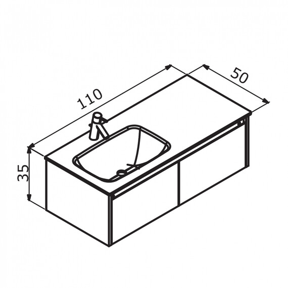 ТУМБА С РАКОВИНОЙ ORKA LISBON 110 ПОДВЕСНАЯ, КАШЕМИРОВЫЙ МАТОВЫЙ