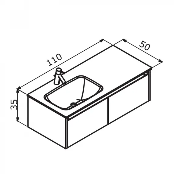 ТУМБА С РАКОВИНОЙ ORKA LISBON 110 ПОДВЕСНАЯ, КАШЕМИРОВЫЙ МАТОВЫЙ