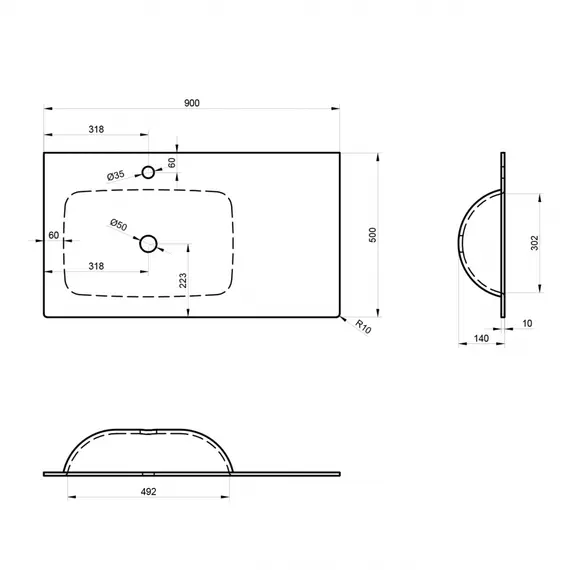 ТУМБА С РАКОВИНОЙ ORKA LISBON 90 ПОДВЕСНАЯ, БЕЛЫЙ МАТОВЫЙ