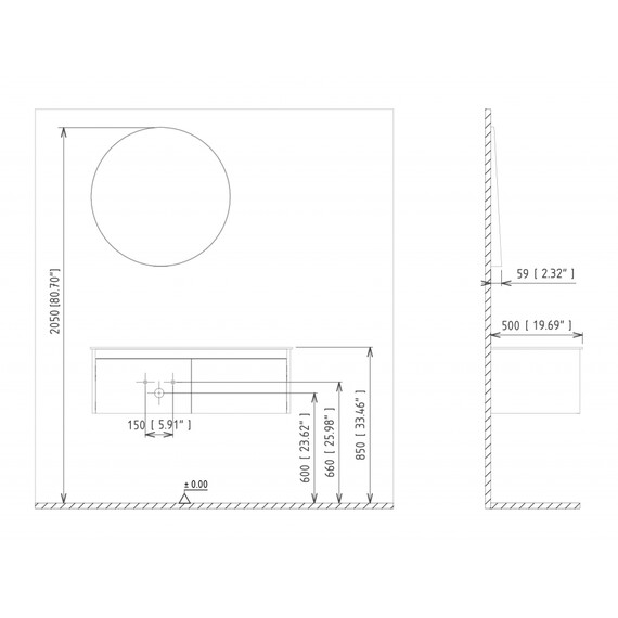 ТУМБА С РАКОВИНОЙ ORKA LISBON 90 ПОДВЕСНАЯ, БЕЛЫЙ МАТОВЫЙ