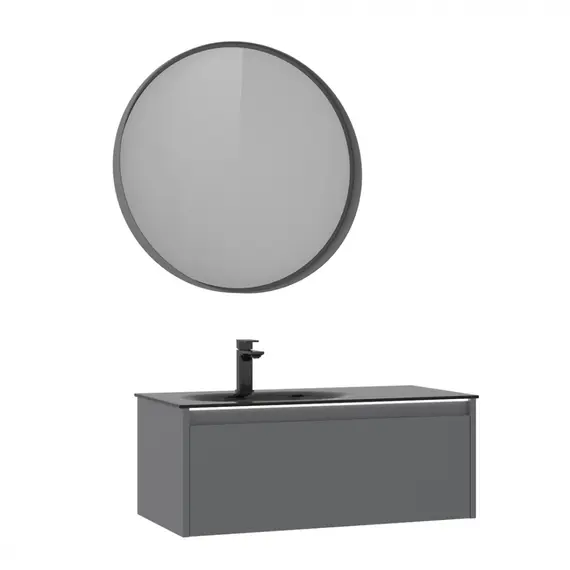 ТУМБА С РАКОВИНОЙ ORKA LISBON 90 ПОДВЕСНАЯ, СЕРЫЙ МАТОВЫЙ