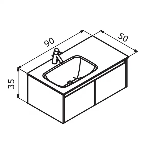 ТУМБА С РАКОВИНОЙ ORKA LISBON 90 ПОДВЕСНАЯ, СЕРЫЙ МАТОВЫЙ