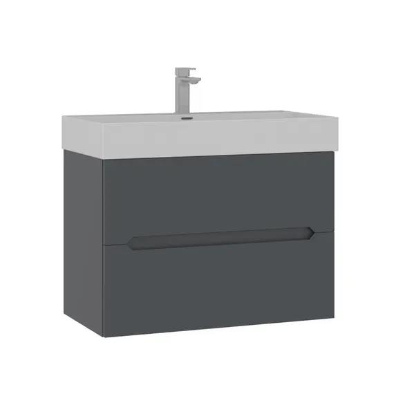 ТУМБА С РАКОВИНОЙ ORKA MALTA 80 ПОДВЕСНАЯ, АНТРАЦИТ МАТОВЫЙ