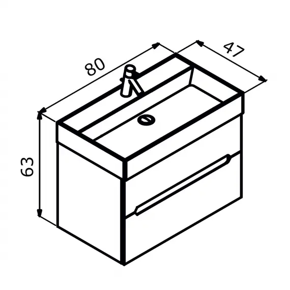 ТУМБА С РАКОВИНОЙ ORKA MALTA 80 ПОДВЕСНАЯ, АНТРАЦИТ МАТОВЫЙ