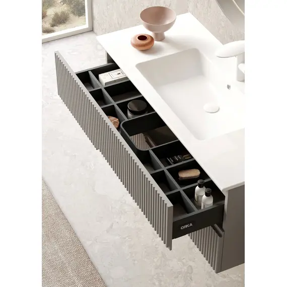 ТУМБА С РАКОВИНОЙ ORKA MOONLIGHT 120 ПОДВЕСНАЯ, БЕЖЕВЫЙ МАТОВЫЙ